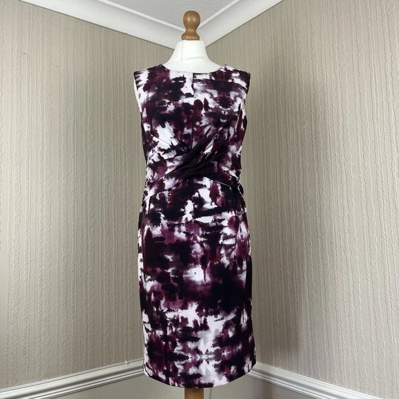 Phase Eight Bruges Sleeveless Tie Dye Ruched Pencil Dress UK 12 Bodycon Wedding - Picture 1 of 11